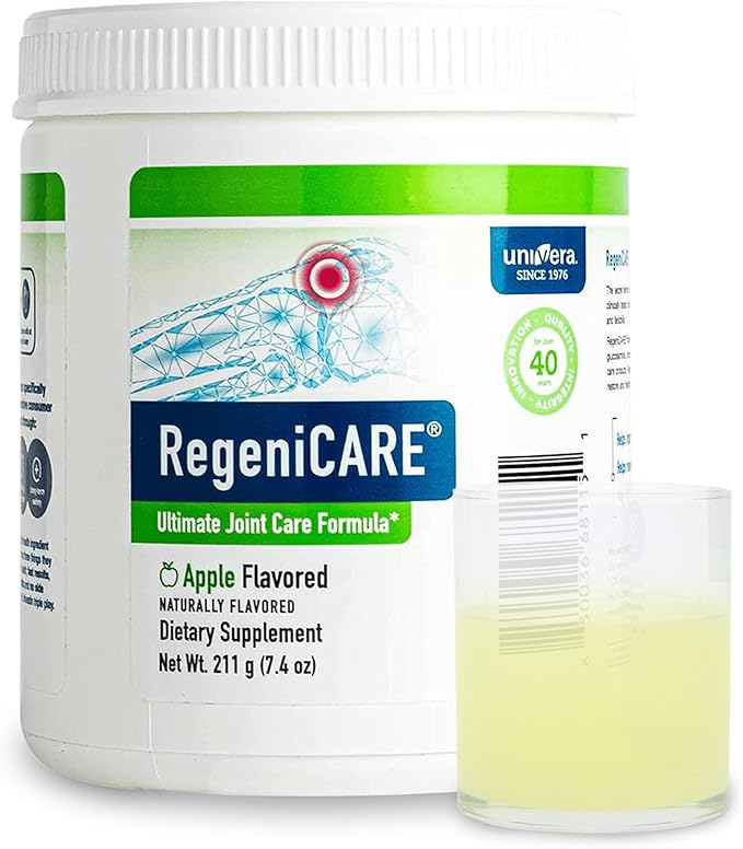 Univera RegeniCARE Green Apple Glucosamine Chondroitin MSM Univestin Joint Health Joint Support Mobility + Flexibility Green Apple Flavor Powder 30-Day Supply