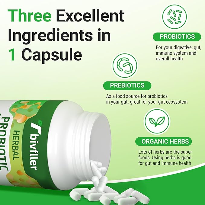 Probiotics for Women Men- 300 Billion CFU 24 Strains Probiotic+15 Organic Herbs Prebiotics Blend Pre and Probiotics for Digestive Health Immune &amp Gut Diarrhea Bloating Vegan 4 Month Supply