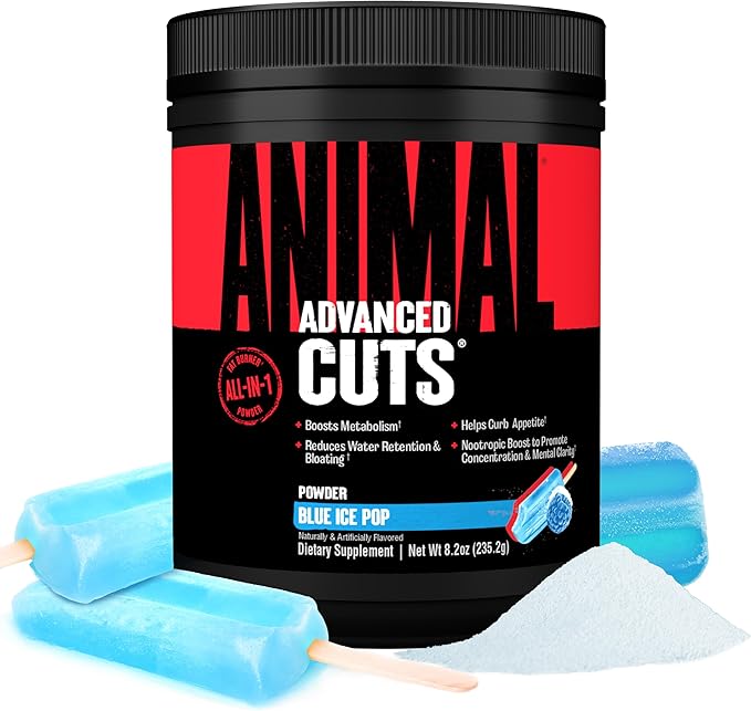 Animal Cuts Thermogenic Fat Burner Powder - Weight Loss for Women and Men for Metabolism Energy Focus and Nootropic Brain Support with Ketones Appetite Suppressant - Blue Ice Pop Flavor