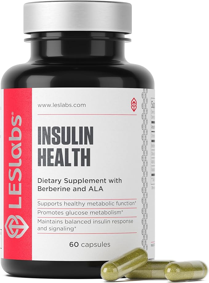 LES Labs Insulin Health – Metabolic Health and Support Lipid &amp Carbohydrate Metabolism – Berberine Chromium Olive Leaf Alpha Lipoic Acid &amp Vanadium – Non-GMO Supplement – 60 Capsules