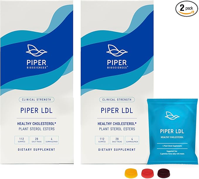 Piper LDL Cholesterol Health Plant Sterol Gummies: Plant Sterols Cholesterol Supplement (2 Boxes 224 Gummies)