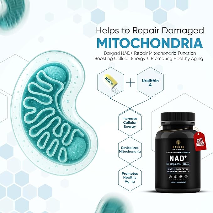 NAD+ Supplement for Anti Aging &amp Cell Regeneration | NMN Supplement Alternative - NAD with Resveratrol &amp Quercetin | Boosts Mitochondrial Health Mental Clarity &amp Vitality | 60 Count | for