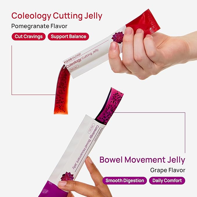 FOODOLOGY Coleology Bowel Movement Jelly (Grape &amp Prune) – Prebiotic Fiber Supplement for Gut Health &amp Daily Regularity Chia Seeds Korean Supplement – 10 Sticks
