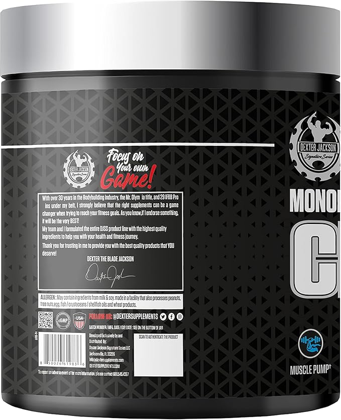 DEXTER JACKSON Black Series Monohydrate Creatine | 300g | 100 Servings | Premium Micronized Creatine for Strength Muscle Growth &amp Recovery