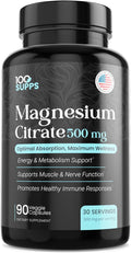 Magnesium Citrate 500mg – 90 Capsules | 30-Day Supply | High Absorption Magnesium for Muscle Nerve &amp Energy Support | Vegan Gluten-Free Non-GMO | Made in USA