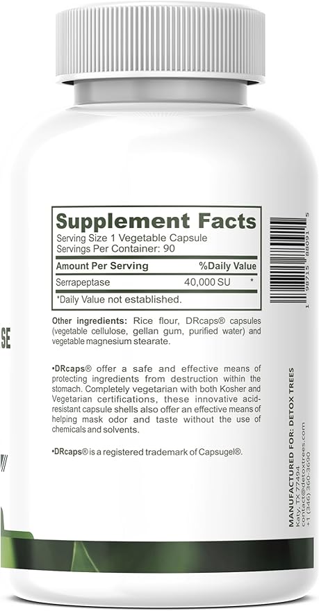 Serrapeptase 40000 SPU - Proteolytic Enzyme for Inflammation Support - Sinus Respiratory and Joint Comfort - Non-GMO - Gluten Free - Vegan - 90 Capsules