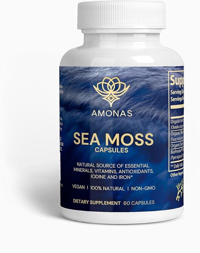 Sea Moss Capsules - 1400mg - 60 Capsules - Irish Sea Moss Advanced Superfood with Bladderwrack &amp Burdock Root - High-Potency Vegan Made in The USA - for Digestive Immune Thyroid Support