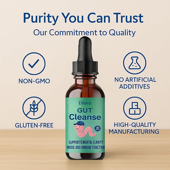ELLORA Gut Cleanse Liquid Drops – 11 Natural Ingredients Including Black Walnut Hull Oregano &amp Licorice Root – Supports Digestive Balance Gentle Cleanse &amp Immune Support (2)
