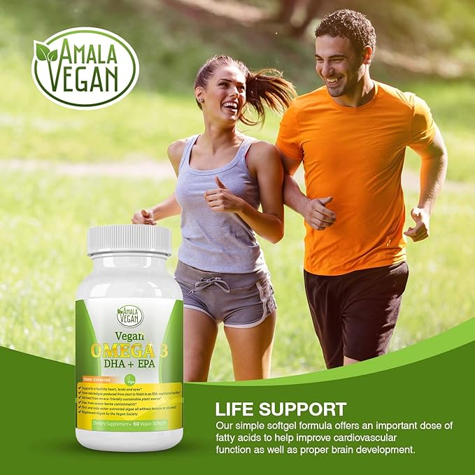 POTENT VEGAN OMEGA 3 Supplement: Better Than Fish Oil! Plant Based Water Extracted Algae Oil- DHA EPA DPA Fatty Acids- Non GMO- Improve Immune System Joint Heart Skin &amp Brain Health- 2 Month Su