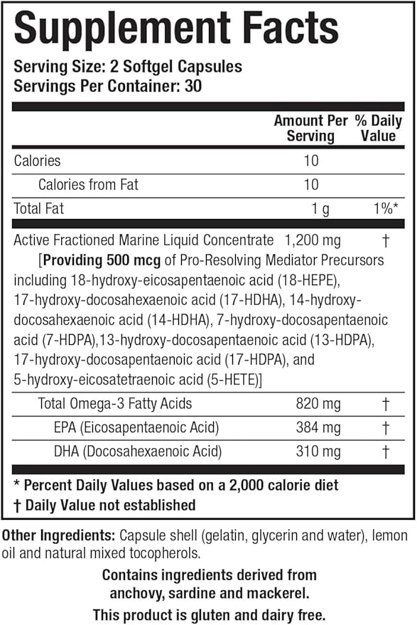 BIOTICS RESEARCH Biomega-SPM™ - Professional-Strength Omega-3 Metabolites - 500mcg PRMs/Serving - 7 Identified Active Compounds - Joint Comfort &amp Tissue Health - 60 Mini Softgels