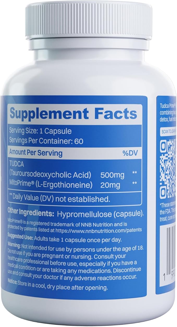 TUDCA Prime | 520mg Per Serving | 60 Day Supply | TUDCA + L-Ergothioneine | Advanced Liver Support