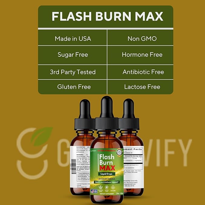 Flash Burn MAX Liquid Drops Extra Strength Advanced Formula 60 Servings 2 fl oz (15)