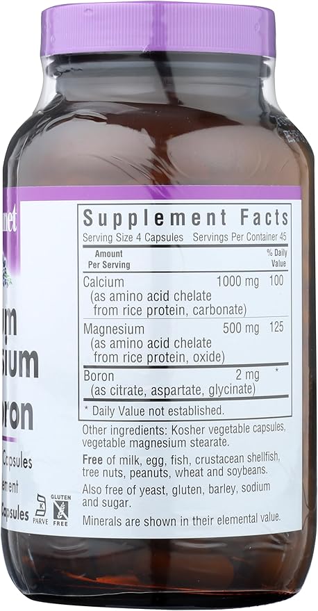 Bluebonnet Calcium Magnesium Plus Boron Vegetarian Capsules Off-White 180 Count