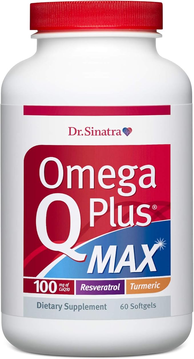 Dr. Sinatra Omega Q Plus MAX - Omega 3 (DHA/EPA) CoQ10 Resveratrol Turmeric - Advanced Heart Health and Healthy Aging Support - 60 Softgels (30-Day Supply)