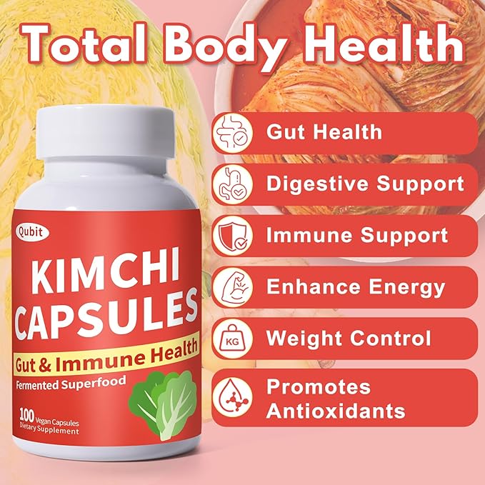 Kimchi Capsules Kimchi Supplement Probiotics &amp Enzymes Supports Gut &amp Digestive Health Taste Well One Fermented Superfood for Antioxidant Support 90 Vegan Capsules Pills