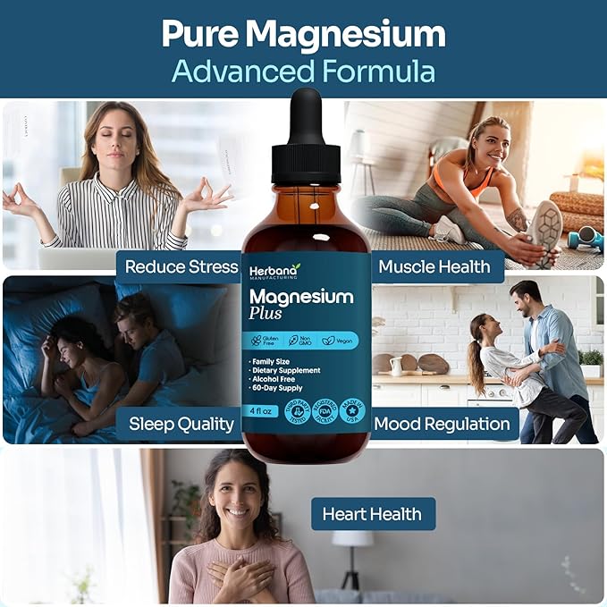 Magnesium Complex Plus 4 fl oz Liquid Drops - Advanced Magnesium Citrate Glycinate L-threonate with Vitamins B6 D C Supplement - High Potency 100% Absorption - 60-Day Supply
