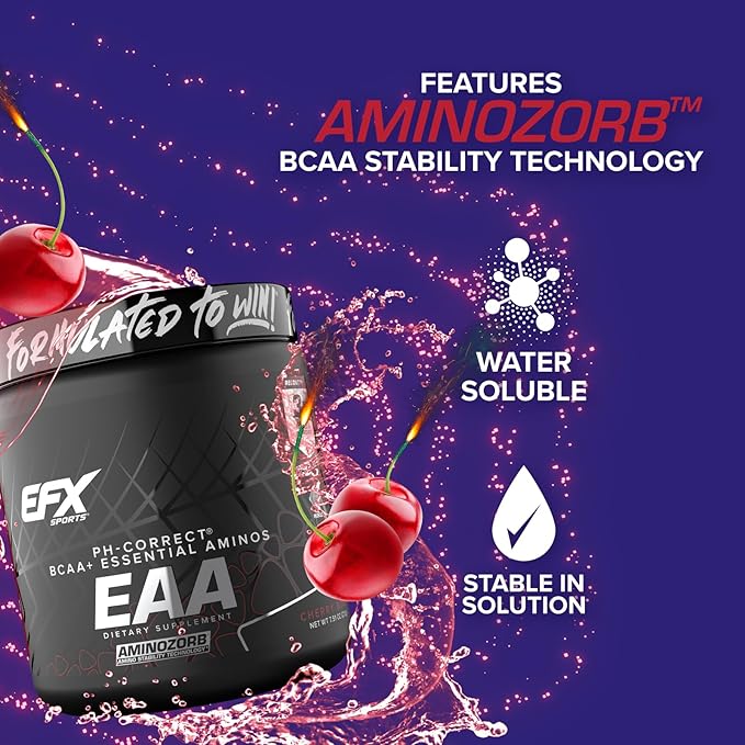 EFX Sports Training Ground EAA | Essential Amino Acids Supplement | Energy &amp Protein Synthesis | Pre Intra or Post Workout | 30 Servings (Cherry Bomb)