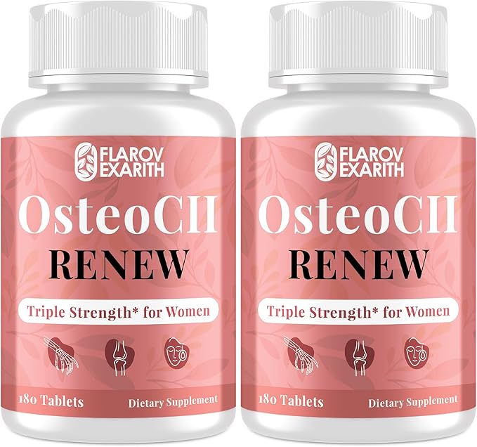 Joint Supplements for Women OsteoCII Renew Triple Strength – Advanced Joint Bone &amp Skin Formula – Collagen Glucosamine Chondroitin Calcium MK-7 Vitamin D3 Hyaluronic Acid 360 Tablets