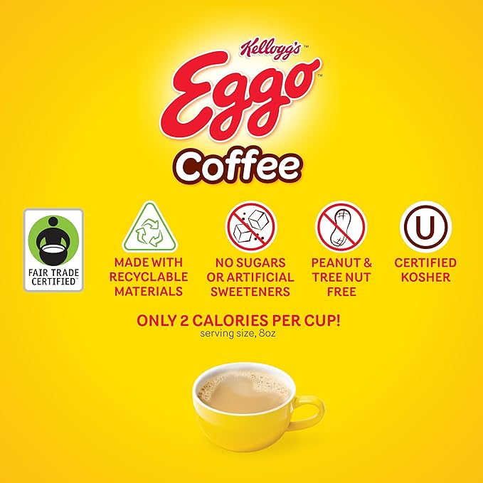 Eggo Beverages Waffle Flavored Coffee Pods Variety Pack Sampler for Keurig K Cup Brewers Fair Trade Certified 40 Count – Chocolate Chip Cinnamon Maple Syrup Blueberry Vanilla