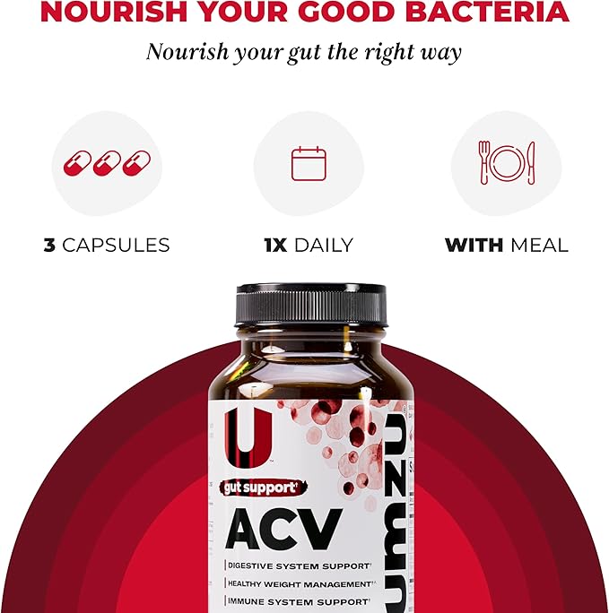 UMZU zuACV Apple Cider Vinegar + Prebiotics Supplement (30 Day Supply) – ACV &amp Inulin Fiber Blend – Gut Health Support with ACV Capsules for Daily Digestive Health &amp Wellness Balance Formula