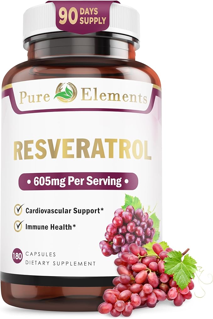 Pure O Elements Resveratrol 1450mg Extra Strength Formula to Promote Better Skin and Immunity with Green Tea Grape Seed ExtRed Wine Extract and Others 90 Days Supply