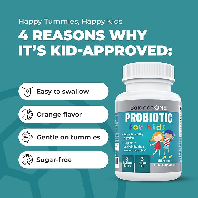 Balance ONE Probiotic Family Pack - 2 Month Supply for Adults &amp Kids - Time Release Probiotic Tablets - 15x More Effective - Non-GMO