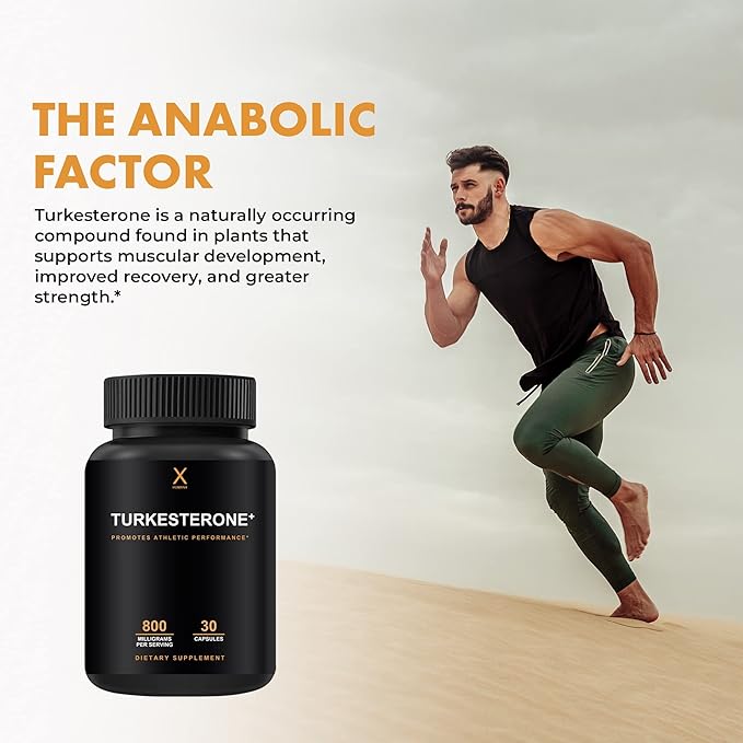 HUMANX Turkesterone+ 800mg - USA Third Party Tested (Similar to Ecdysterone) for Muscular Development &amp Dynamic Athletic Performance - Natural Anabolic - Non GMO Vegan - Turkesterone Supplement