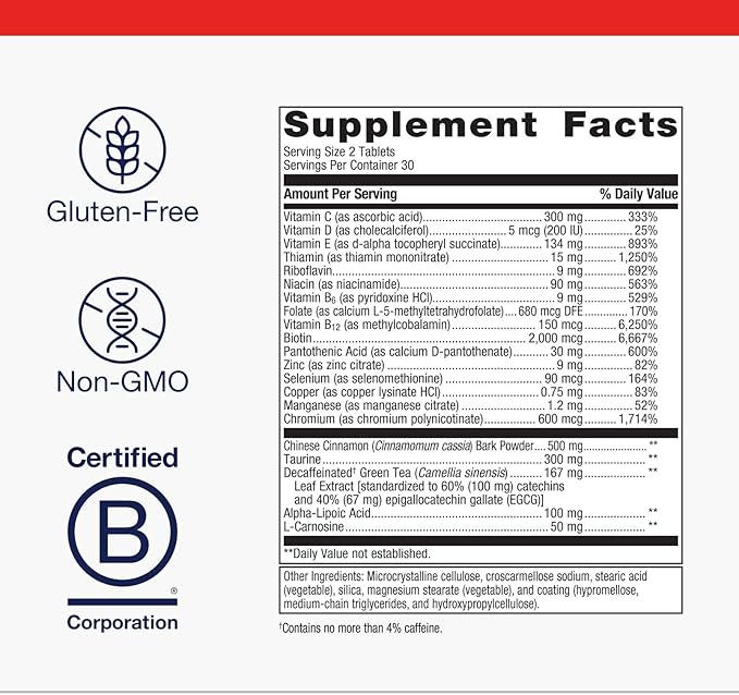 Metagenics MetaGlycemX - 100 mg Alpha-Lipoic Acid - Supports Carbohydrate Metabolism* - Antioxidant Support* - with Green Tea Extract - Non-GMO &amp Gluten-Free - 60 Count