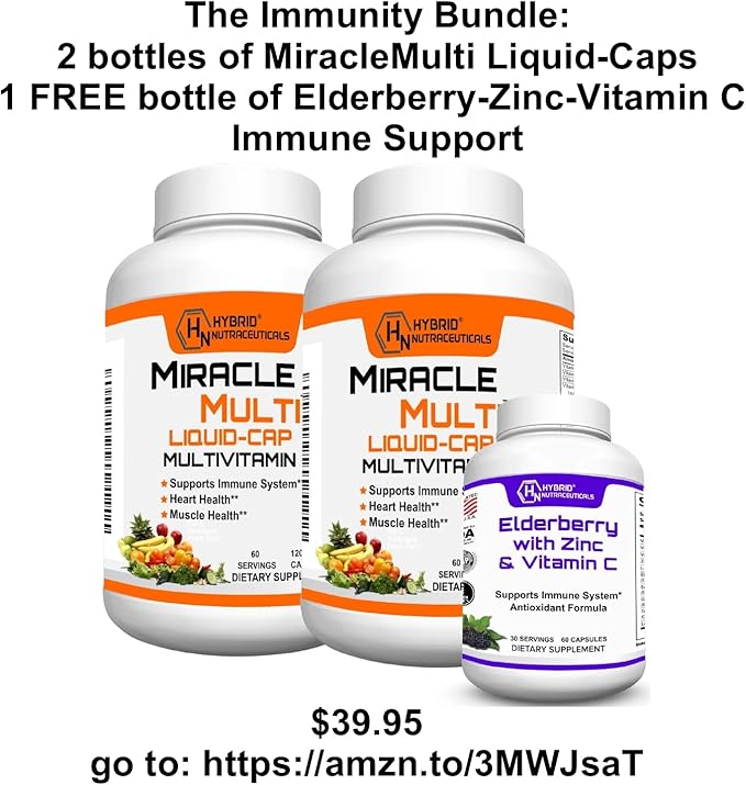 MiracleMulti Liquid Multivitamin Capsules for Men &amp Women - Complete Whole Food Blend Daily Vitamin &amp Mineral Supplement with CoQ10 B12 42 Superfood Enzyme - 120 Softgels