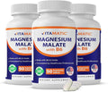 Vitamatic Magnesium Malate 2000mg per Serving - 90 Vegetarian Tablets - Added B6 for Maximum Absorption - Supports Muscle Joint and Heart Health* (3 Bottles Unflavored)