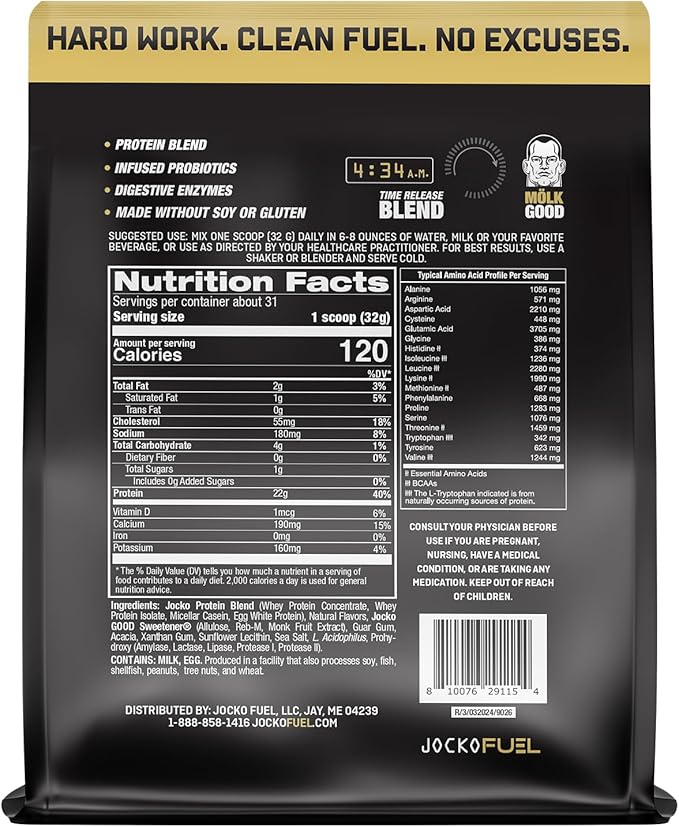 Jocko Fuel Bundle - Vanilla Mölk Protein Powder + Creatine Monohydrate Powder for Men &amp Women - Bundle for Atheltic Performance Recovery &amp Muscle Growth