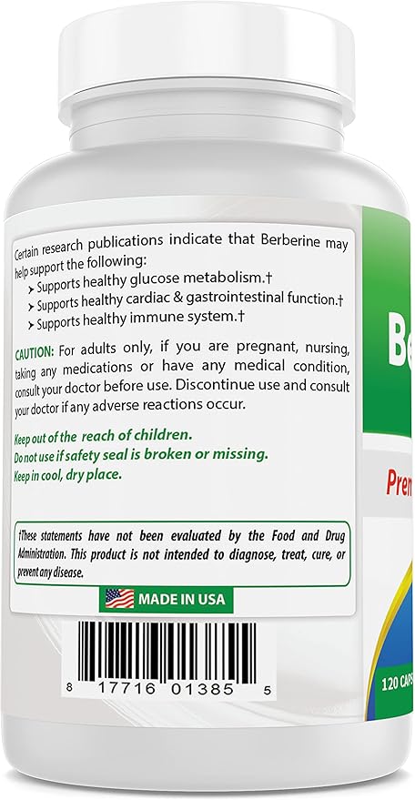Best Naturals Berberine Plus 1000 mg/Serving 120 Capsules (120 Count (Pack of 3))