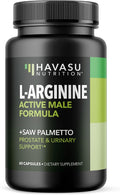 L-Arginine 500mg and Saw Palmetto 500mg - Nitric Oxide and Prostate Health Supplements for Men - 60 Count - Endurance and Urinary Tract Function Support - 1 Month Supply - Vegan Non-GMO Capsules