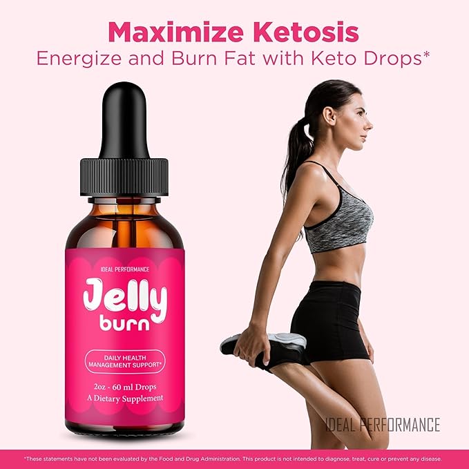 Jelly Burn Drops Official Jelly Burn Supplement Drops with All Natural Ingredients - Maximum Strength Advanced Formula Overall Health &amp Wellness Premium JellyBurn Droppers Support Reviews (2 Pa