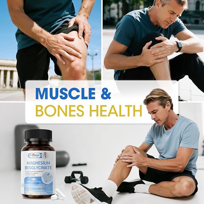 Magnesium Glycinate Capsules Magnesium Bisglycinate 100% Chelated Maximum Absorption Gentle on Stomach Small Easy to Swallow Supports Restful Sleep Muscle Bone Health
