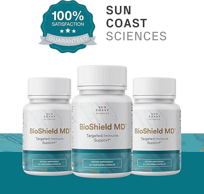 SUN COAST SCIENCES BioShield MD from Premium Immunity Support with Vitamin C Vitamin D Zinc for Focus Clarity Joints Healthy and Muscle Recovery (60 Capsules)