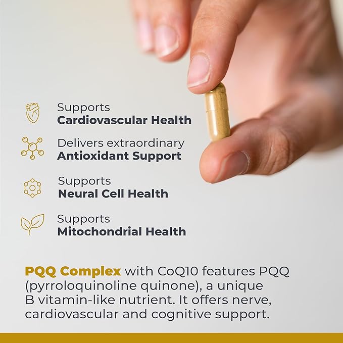 Premier Research Labs Premier PQQ Complex with CoQ10 - Coenzyme Q10 Co Q 10 Supplement with Pyrroloquinoline Quinone (PQQ) for Antioxidant Brain &amp Heart Support - 60 Vegetarian Capsules