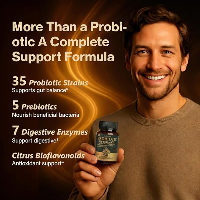 Probiotics with Prebiotics for Men and Women - 35 Strains Probiotics 100 Billion CFU for Gut &amp Digestive Health Vegan Acidophilus Probiotic Supplement Non-GMO Raw Probiotic 60 Capsules