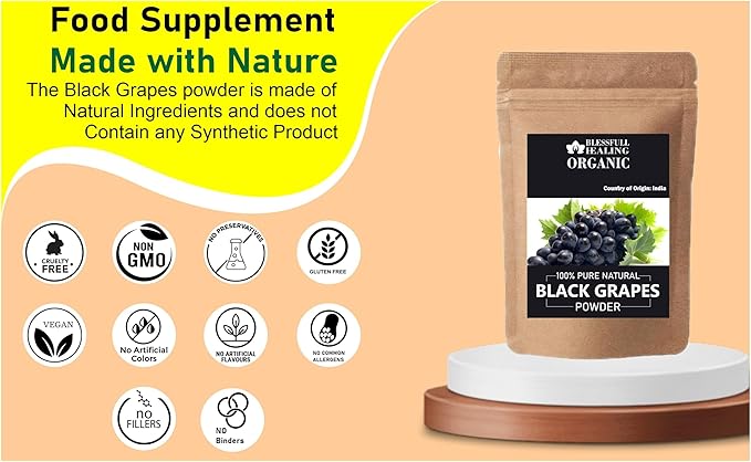 Organic Black Grapes Powder 100% Pure Natural 100 Gram / 3.52 oz