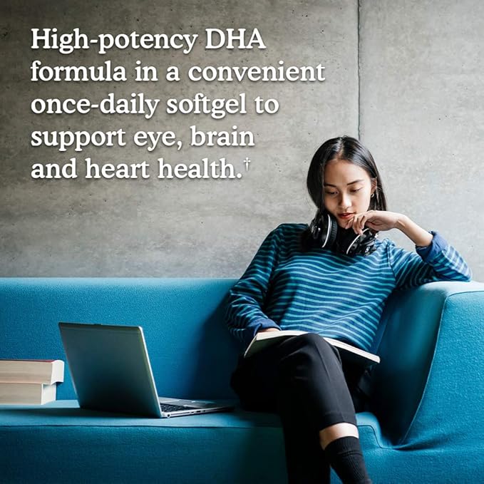 Garden of Life 1000mg DHA Fish Oil + 30mg Zinc Supplements for Eye Brain Heart Immune &amp Skin Health 30 Count