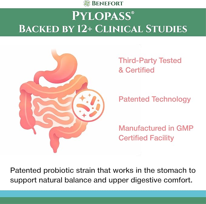 Gut Heal Advanced Digestive Probiotic Powder | H Pylori Lactobacillus reuteri DSM17648 | 60 Billion CFU Soothe Acidity Bloating &amp Indigestion | Pylopass®Gastro-AD Formula | 30 Daily Sachets