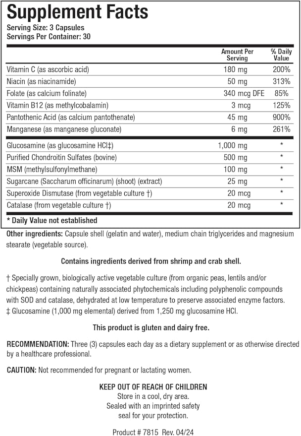 BIOTICS RESEARCH ChondroSamine Plus Glucosamine Plus Chondroitin MSM Vitamins and Minerals Joint &amp Connective Tissue Support Healthy and Ease of Movement. 90 Capsules
