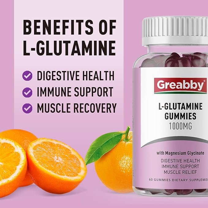 L Glutamine 1000mg Gummies - Muscle Relief &amp Immune Support Amino Acid Supplement with Magnesium Glycinate Vegan &amp Non-GMO Gluten Free (120 Count)