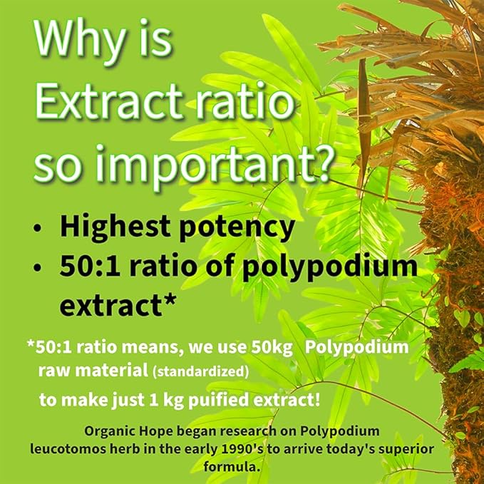 (Calaguala) with Polypodium Leucotomos for Immune System Support Highest Potency 50:1 Extract 400mg. (120 Veggie Caps)