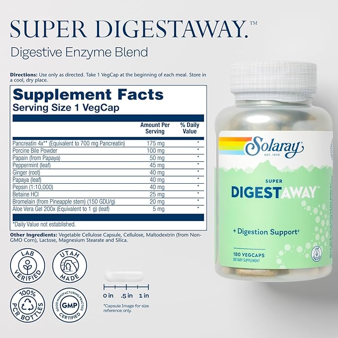 SOLARAY Betaine HCl with Pepsin and Super Digestaway - Digestive Health Bundle