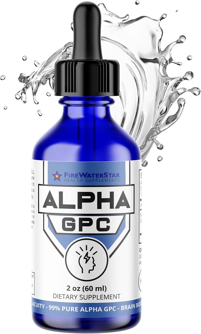FWS Alpha GPC 300 mg Liquid Alpha GPC Choline Organic Non-GMO Fast Acting Nootropic Brain Supplement for Memory and Focus Supports Healthy Brain Function for Mental Clarity