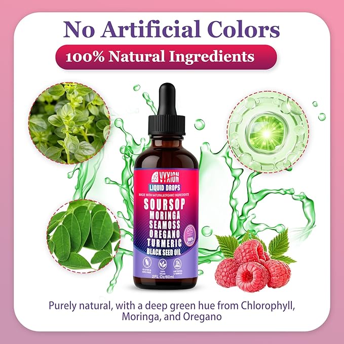 Vyxion Soursop Bitters Liquid Drops 10 in 1 with Sea Moss Ashwagandha | Original &amp Mixed Berry Flavor Combo | 2-Pack (2 Fl Oz Each) | Herbal Extracts for Overall Health | Vegan Non-GMO Gluten-F