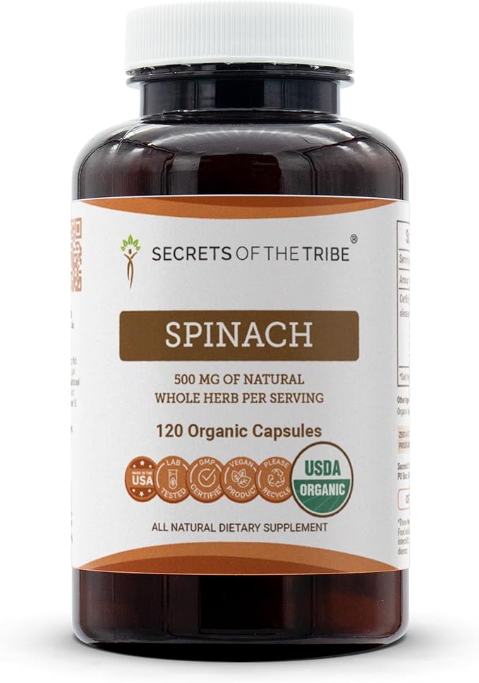 Secrets of the Tribe Spinach USDA Organic | Made with Vegetarian Capsules and Certified Organic Spinach (Spinacia oleracea) Dried Leaf (120 Capsules)