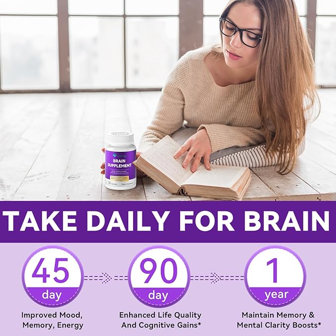 Brain Supplements for Memory and Focus 11 in 1 Brain Supplement with NAC B12 L-Theanine Bacopa Monnieri &amp More - for Brain Cognitive Mental Clarity &amp Concentration - Vegan 30 Caps(30 Se