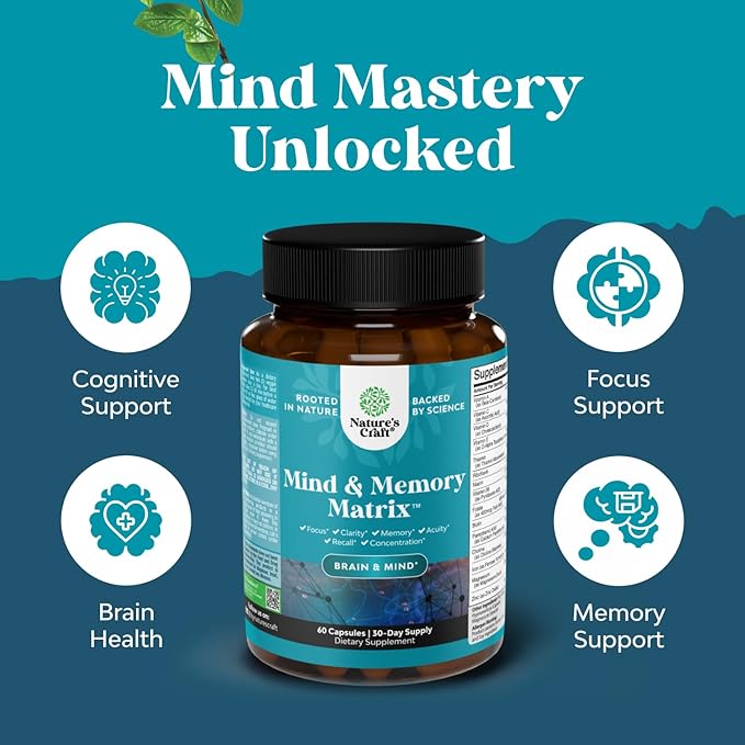 Bundle of Nootropic Brain Supplement - Mental Health &amp Clarity with VIT A B6 Riboflavin Niacin Thiamin Folate and Sam-E 200mg Mood Support Supplement - S-Adenosyl Methionine for Natural Relaxing M